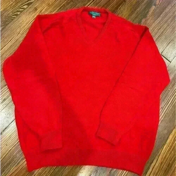 Men’s Red Alan Paine Lambswool Sweater Made In England Size 48 56 - Picture 1 of 3